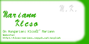 mariann klcso business card